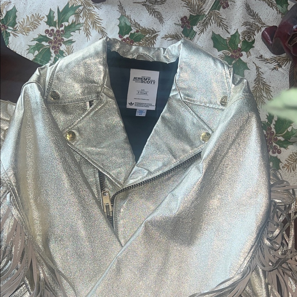 adidas  JEREMY  SCOTT  Metallic  silver Gold look Women's Leather Jacket